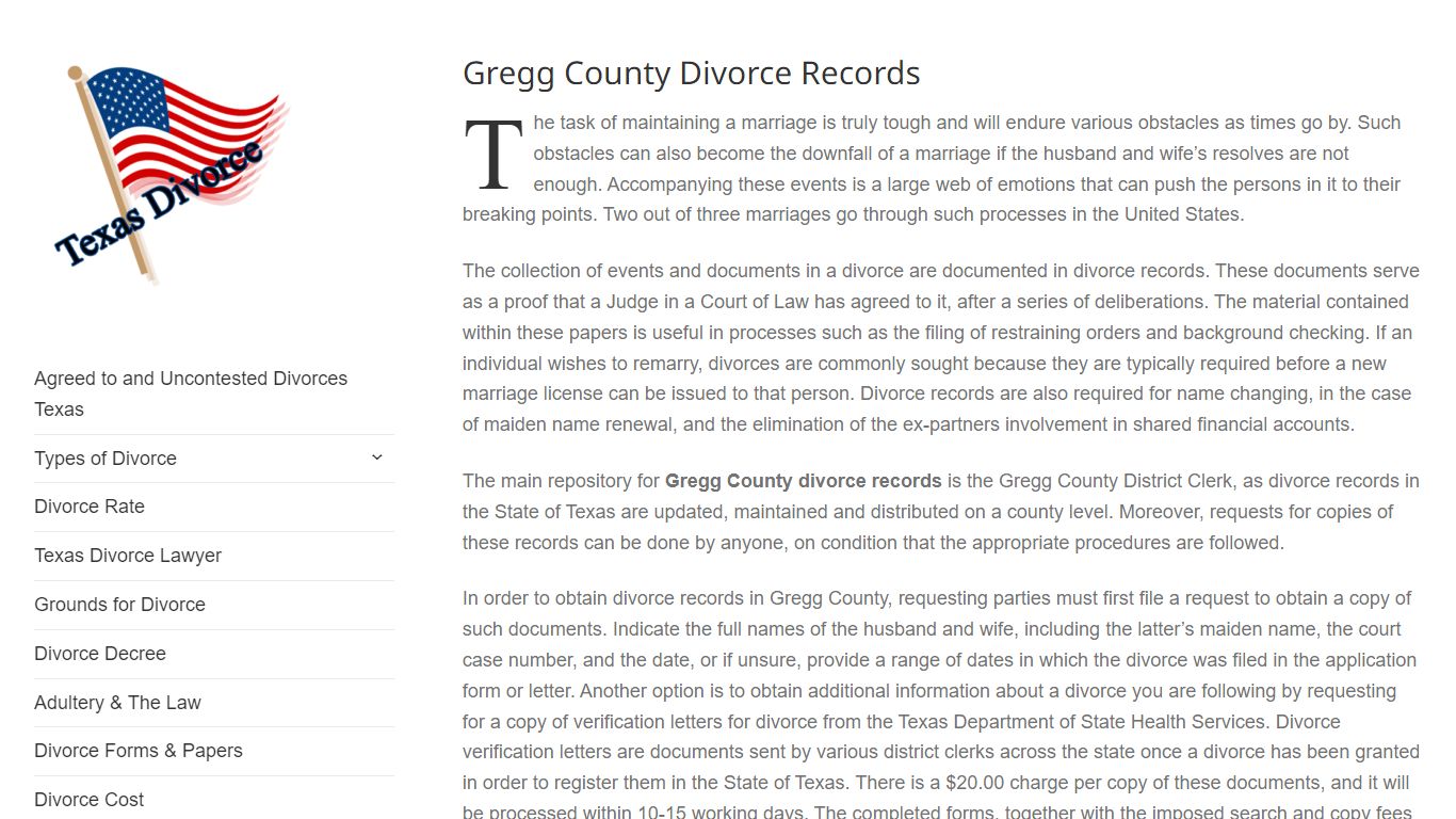Gregg County Divorce Records – Divorce in Texas